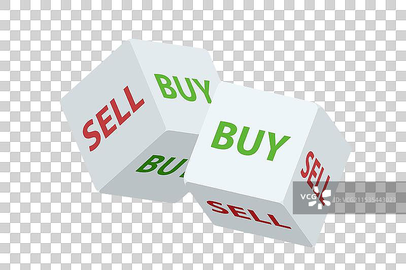 等距骰子用于指示买入或卖出图片素材