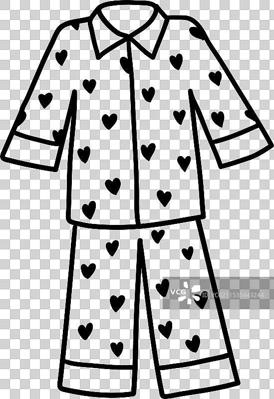 心形图案的睡衣线条画图片素材