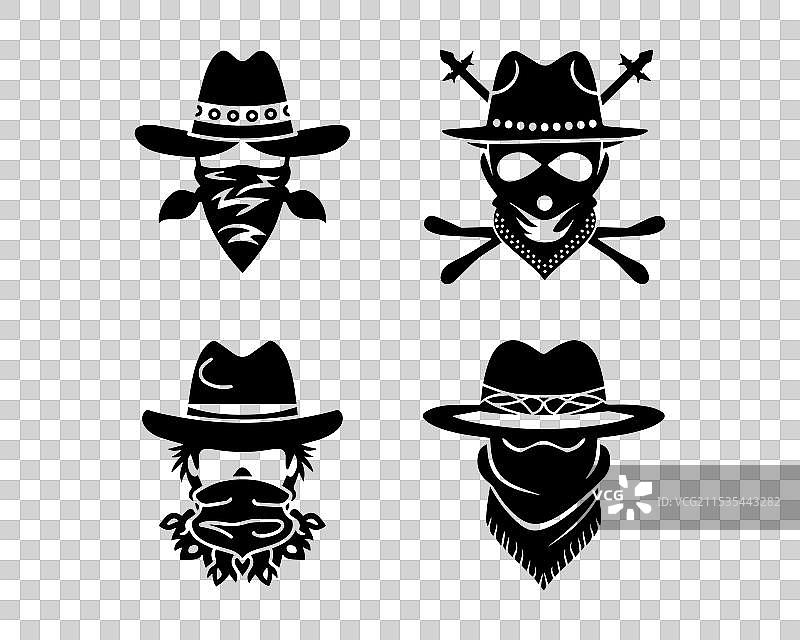 强盗头巾剪影图标图形标志图片素材