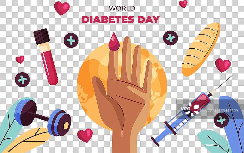 世界糖尿病日意识的平面背景图片素材
