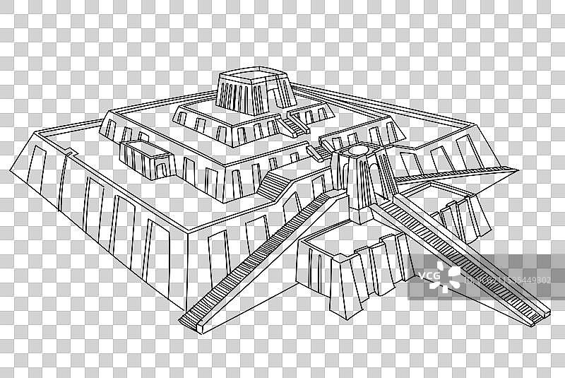 乌尔的大金字塔透视建筑图片素材