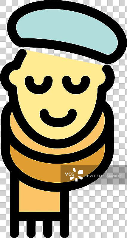 戴着冬帽和围巾的微笑脸图标图片素材