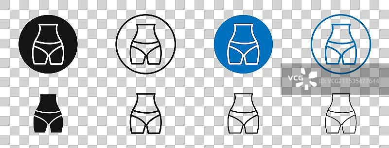 女性臀部和腰部细线图标集图片素材