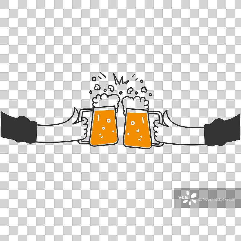 手绘涂鸦人物手持啤酒杯图片素材