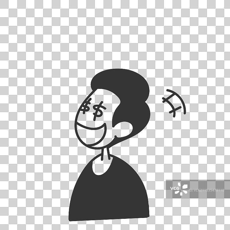 手绘涂鸦人物角色与美元图片素材