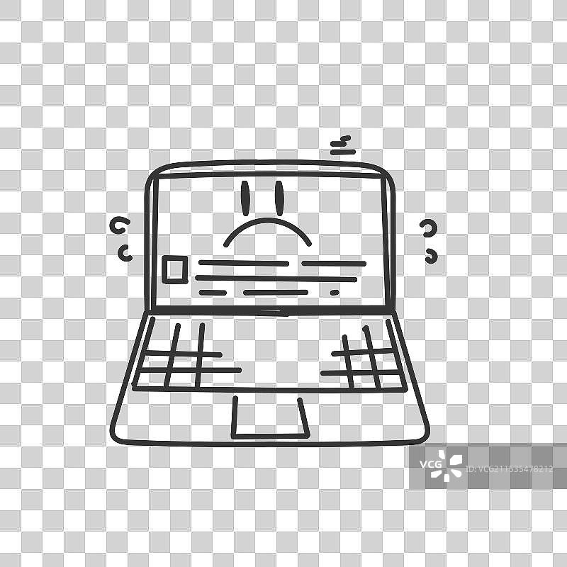 手绘涂鸦电脑操作系统崩溃图片素材