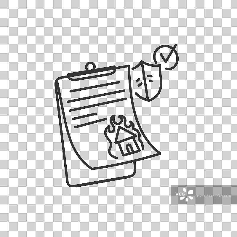 涂鸦卡通风格的火灾保险文件图片素材