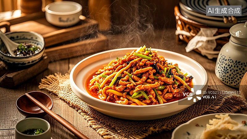 【AI数字艺术】中国传统烹饪美食鱼香肉丝图片素材