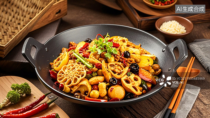 【AI数字艺术】中国传统烹饪美食麻辣香锅图片素材