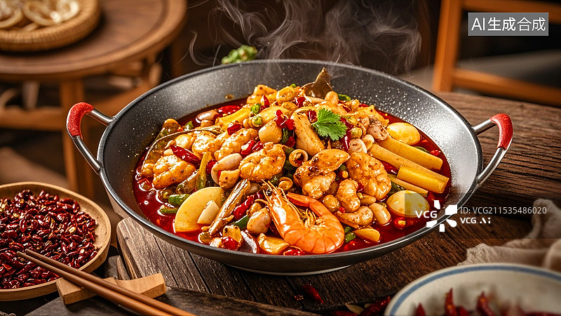 【AI数字艺术】中国传统烹饪美食麻辣香锅图片素材