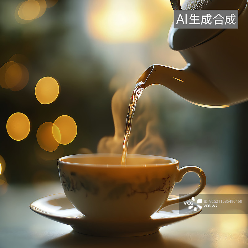 【AI数字艺术】冬至，杯中热茶，绿茶红茶，中国传统饮品图片素材