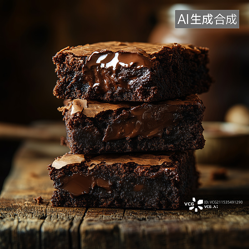 【AI数字艺术】巧克力熔岩蛋糕特写图片素材