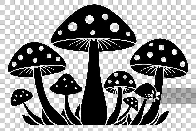 蘑菇剪影图片素材