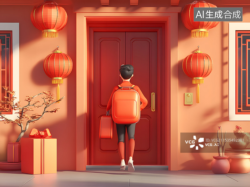 【AI数字艺术】回家过年喜庆春节场景图片素材