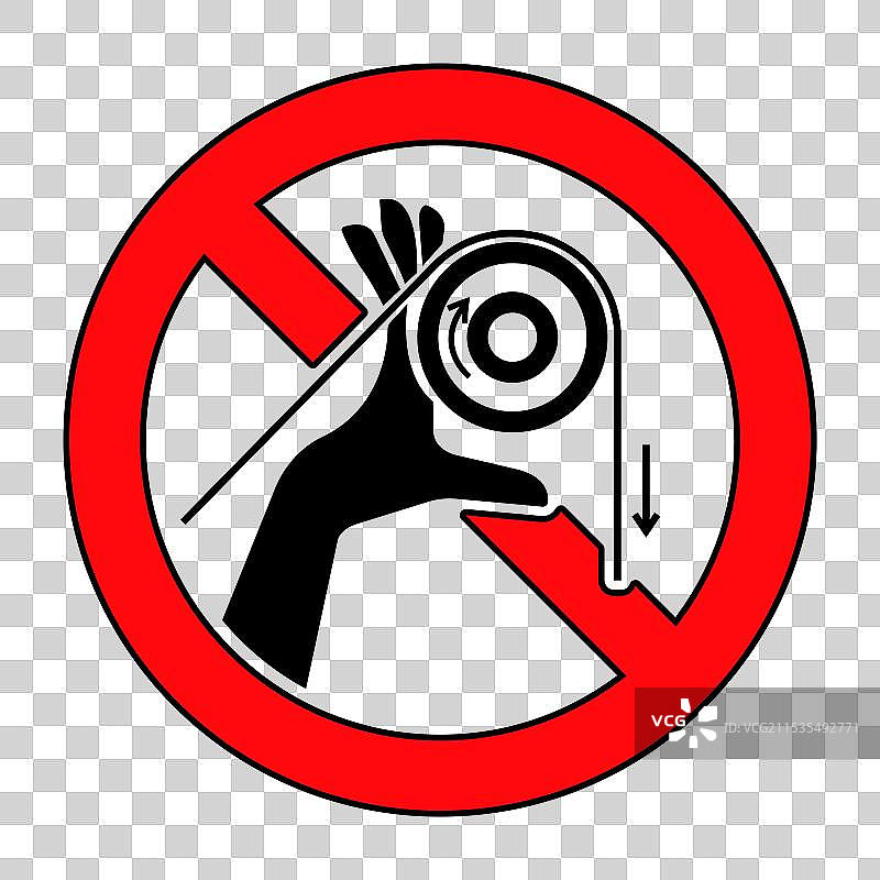 不当胶带处理方法的警告标志图片素材