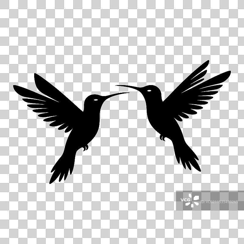 飞翔中的优雅：蜂鸟剪影设计图片素材