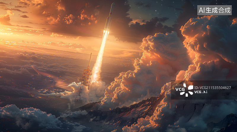 【AI数字艺术】火箭发射 航天科技图片素材