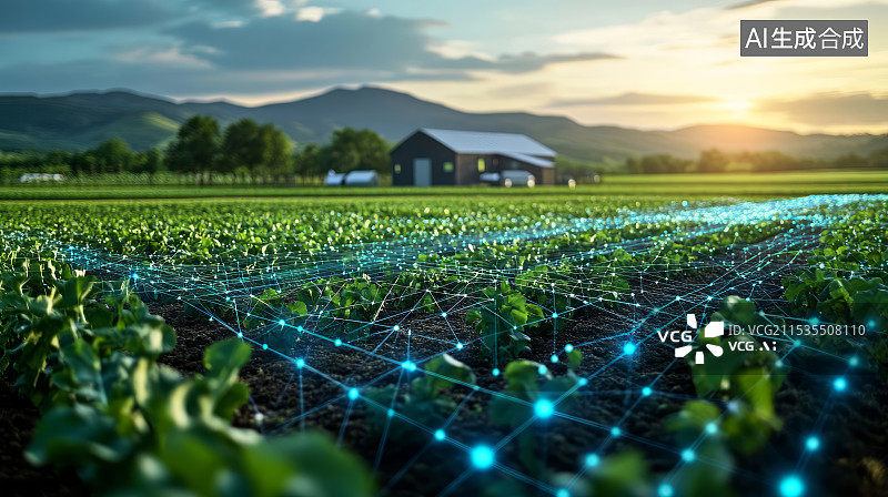 【AI数字艺术】农业种植和现代科学技术，智慧农业概念图片素材