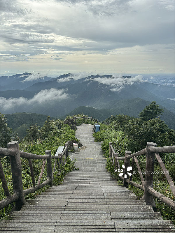 广东东莞市银瓶山森林公园群山中的云海景色图片素材