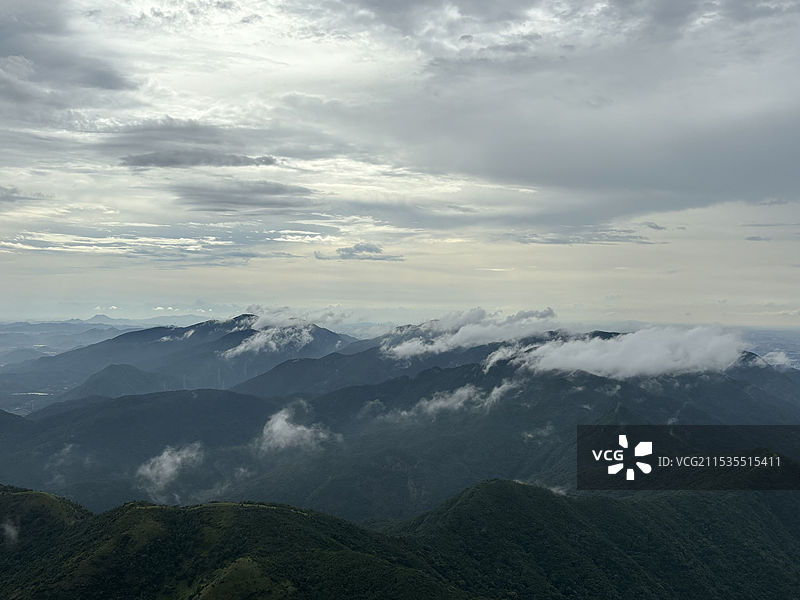 广东东莞市银瓶山森林公园群山中的云海景色图片素材