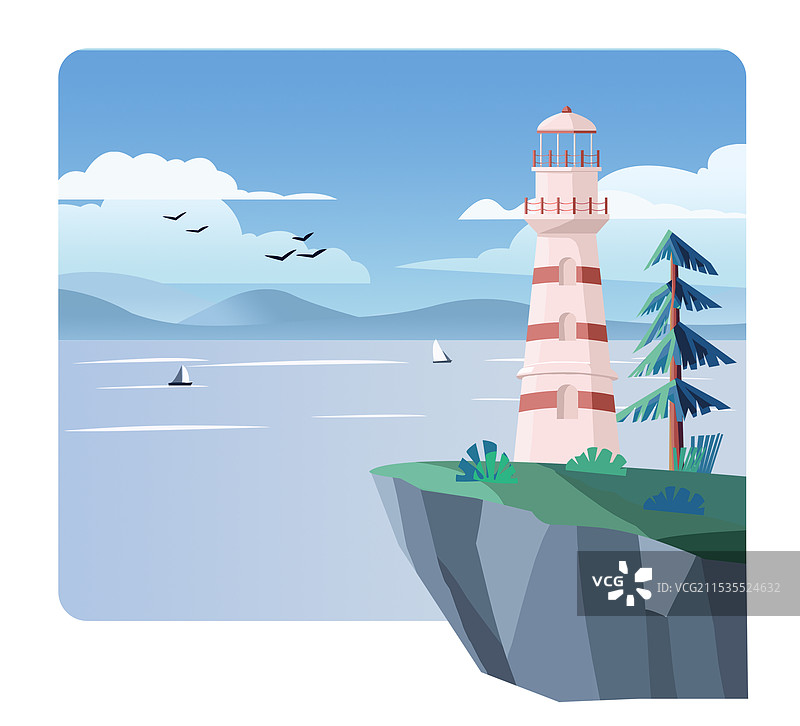 海景插画背景图片素材