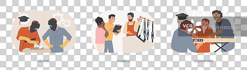 技术学院职业孤立卡通图图片素材