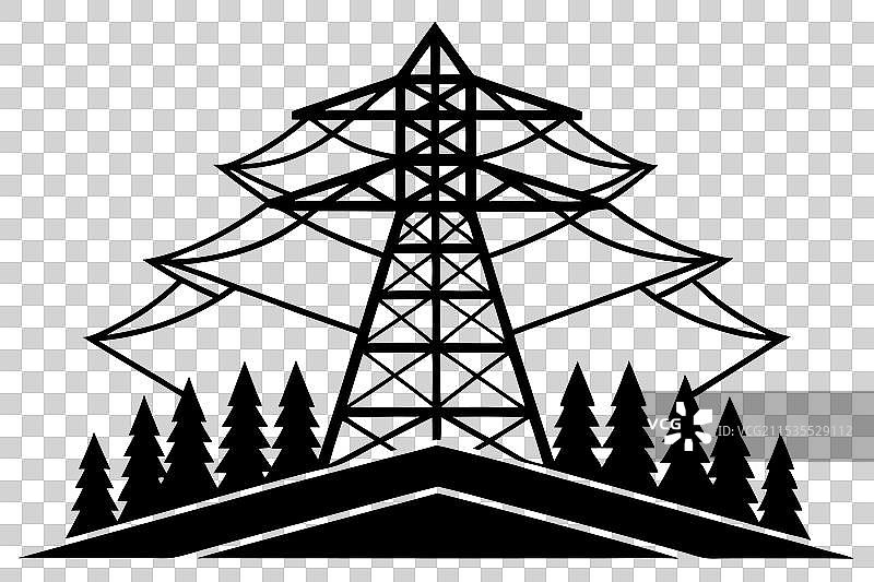 电力塔剪影图片素材