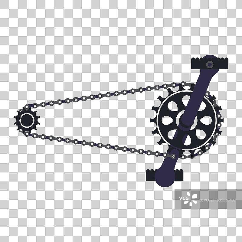 平面设计的山地自行车链条驱动系统图片素材