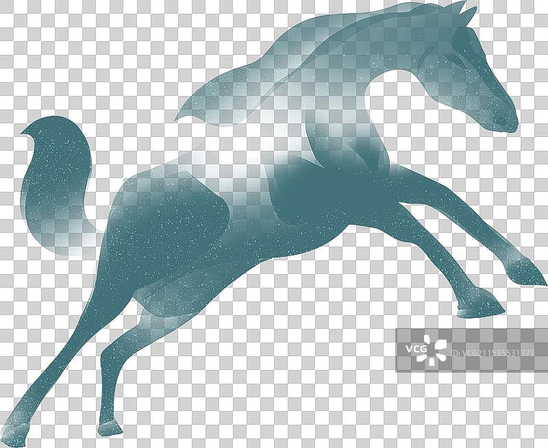 跳跃的抽象马匹动物元素图片素材