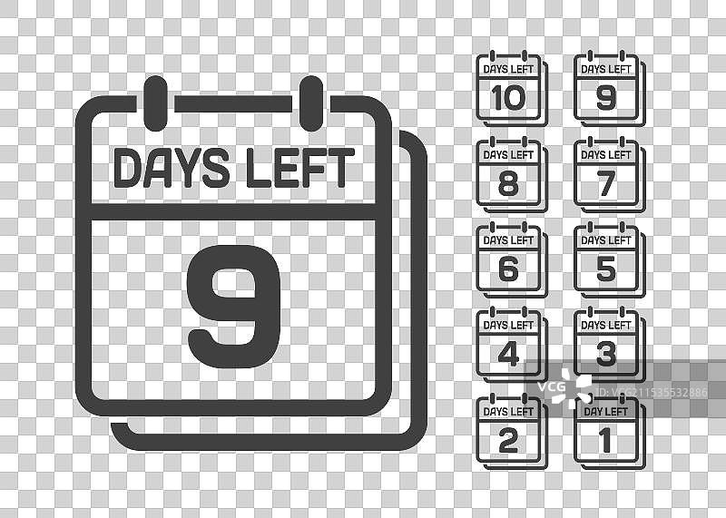 倒计时日历图标 - 还剩9天图片素材