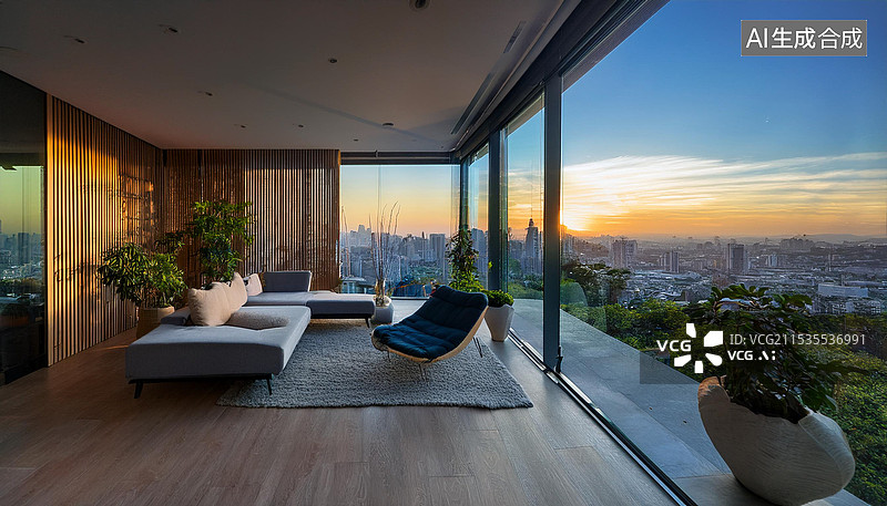 【AI数字艺术】豪华观景客厅图片素材