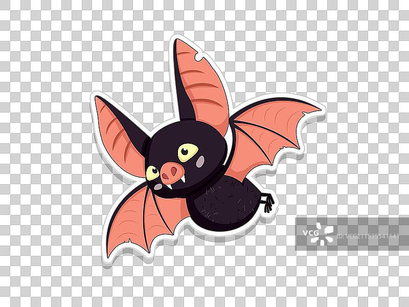 可爱的卡通蝙蝠贴纸快乐地飞翔图片素材