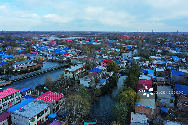 华北明珠白洋淀四季风光美无限赵庄子村图片素材