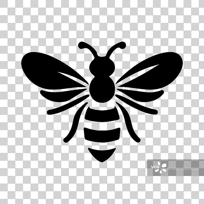 黑白蜜蜂图标剪影艺术图片素材