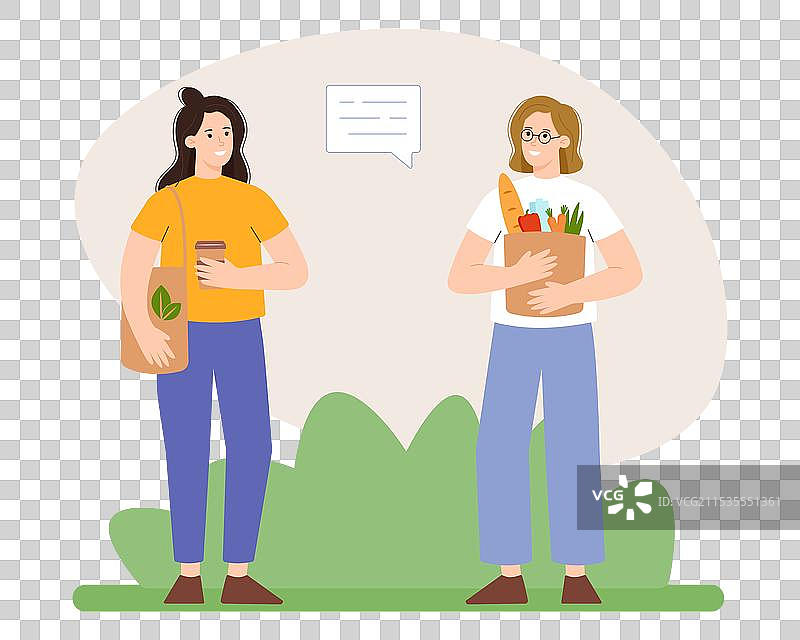 人们使用纸袋和布袋购物图片素材