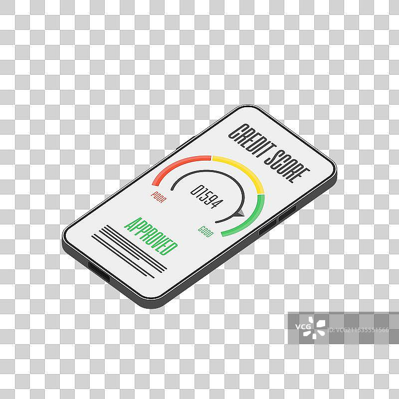 智能手机上的信用评分指示器或仪表图片素材