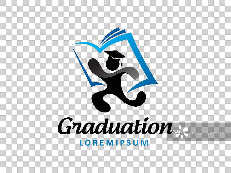 毕业生与书本的标志符号或图标模板图片素材