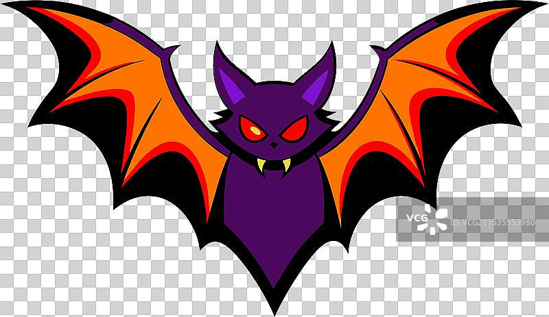 可怕的蝙蝠展开翅膀，黑色有翼蝙蝠图片素材