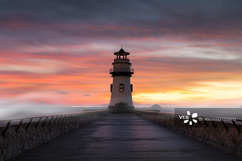 珠海爱情邮局迷雾朝霞图片素材