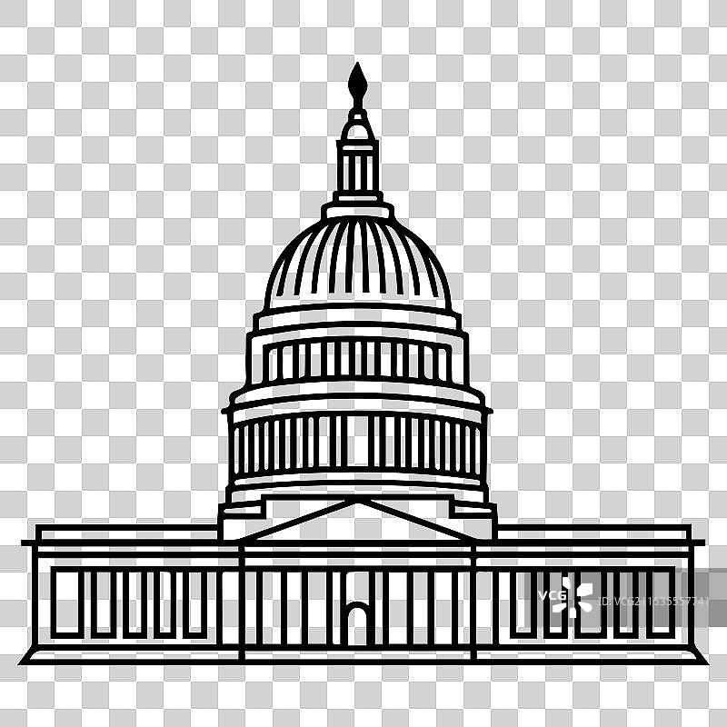 国会图标或现代线条符号线条艺术图片素材