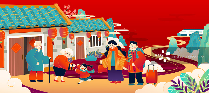 春运春节乘火车回家过年图片素材