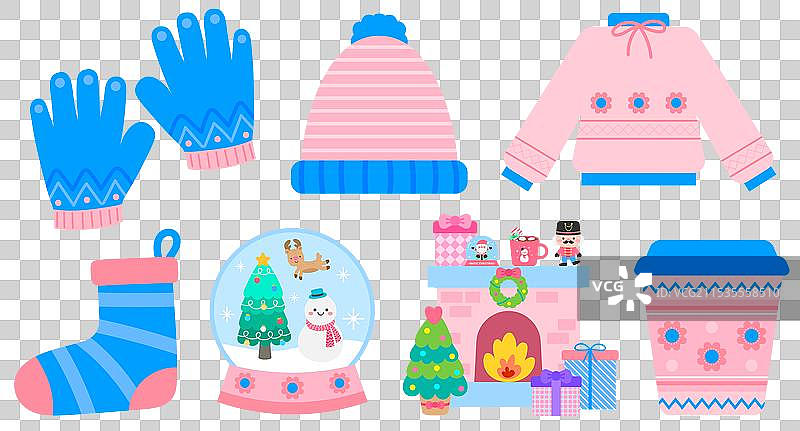 儿童手绘可爱快乐的冬季元素图片素材