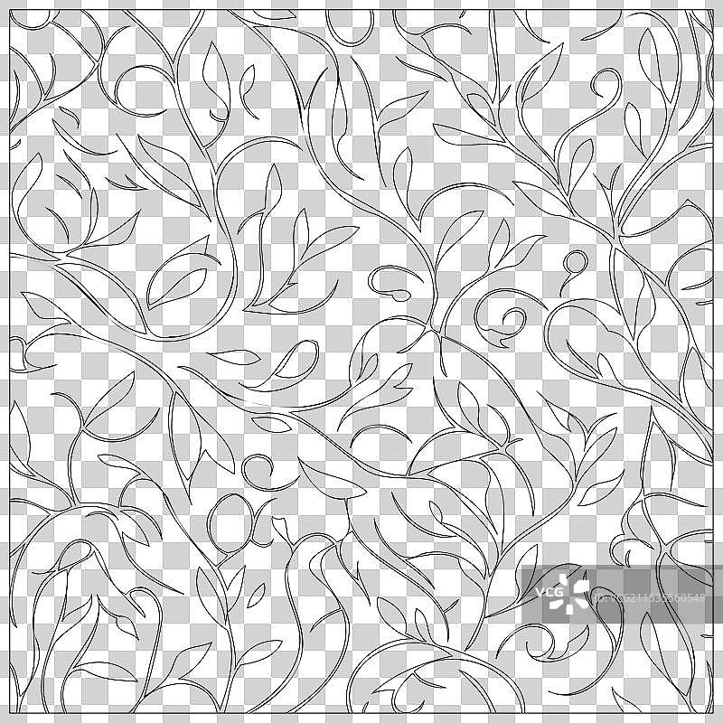 花卉藤蔓图案轮廓草图图片素材