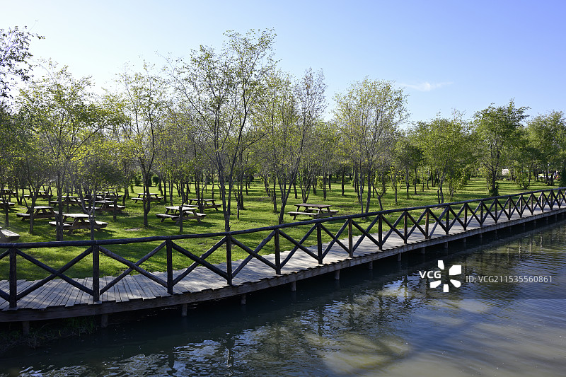 中国天津市宁河区七里海镇“七星岛湿地风景区”风光图片素材