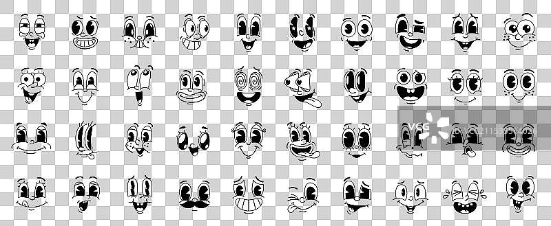 卡通漫画复古表情情绪图标图片素材