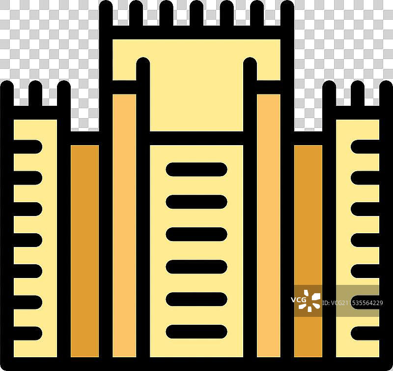 中世纪堡垒图标，描绘了一个坚固的防御工事图片素材