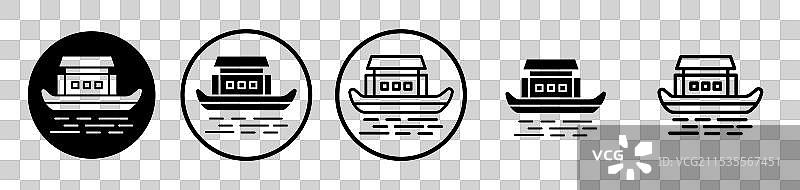 房船细线图标集图片素材