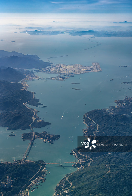 香港国际机场 三跑道 港珠澳大桥口岸 青马大桥 汀九桥 远眺澳门 大屿山 屯门图片素材