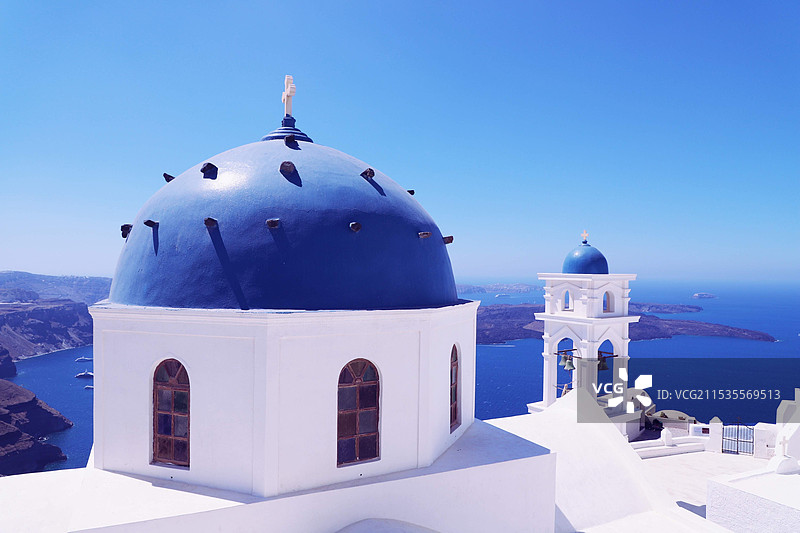 希腊蓝色教堂图片素材