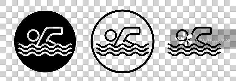 游泳细线图标集图片素材